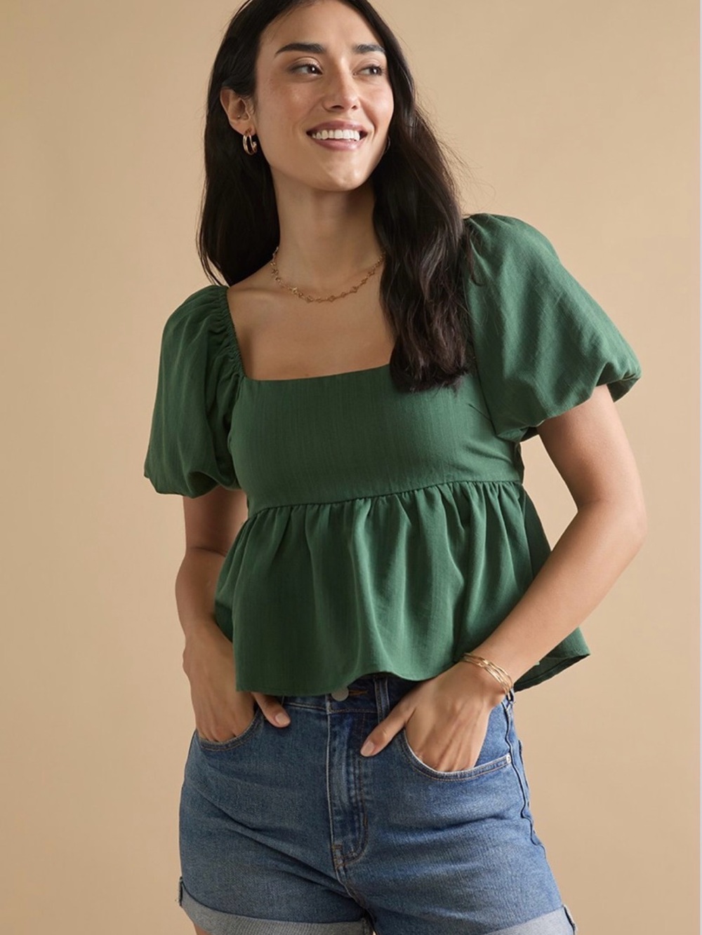 NWT! Francesca's Vivian Square Neck Bow Back Blouse | Size M